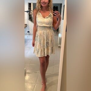 Love Stitch Smocked Waist Mini Dress Small Boho Floral